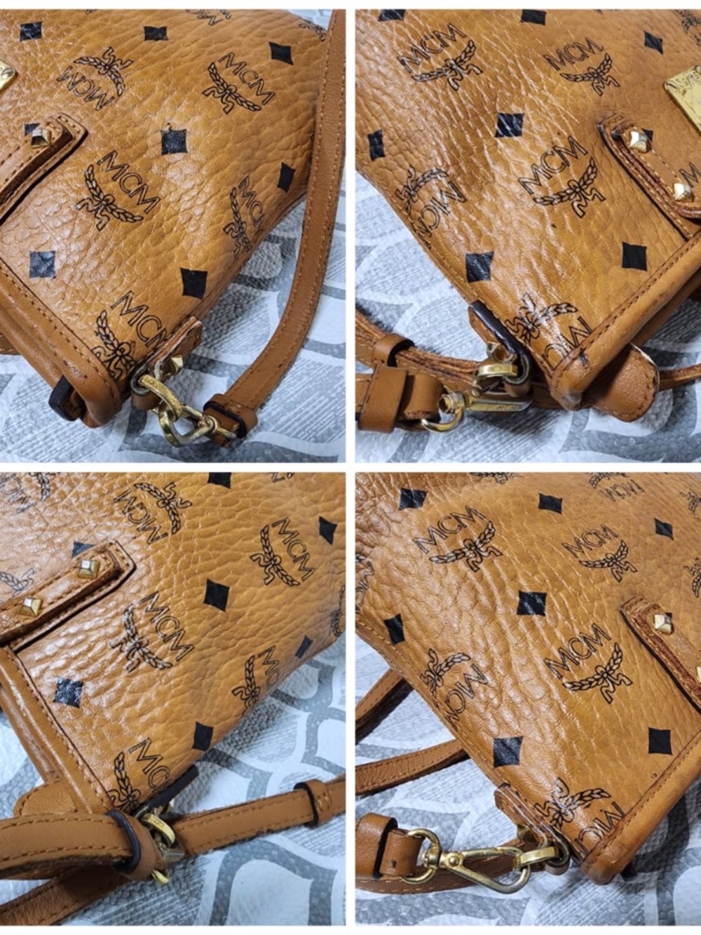 Authentic MCM Small Monogram Top Handle Bag Brown - Picture 10 of 13